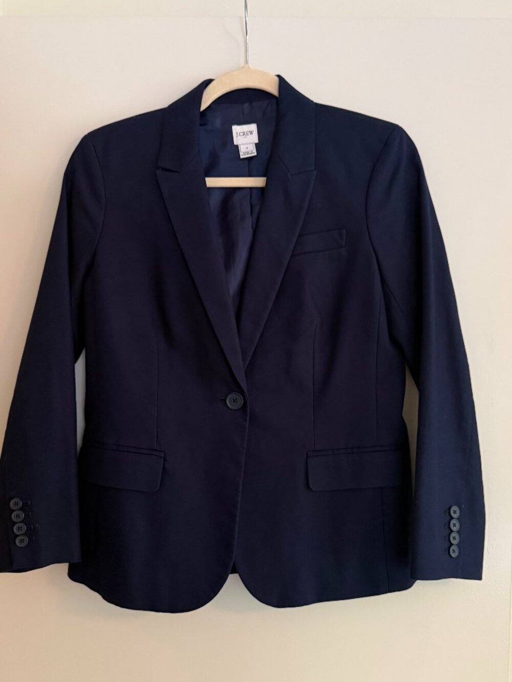 J.Crew Navy Cotton One-Button Blazer Size 4